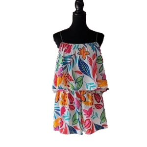 Emily Wonder Bright Tropical Floral Romper Size Large EUC
